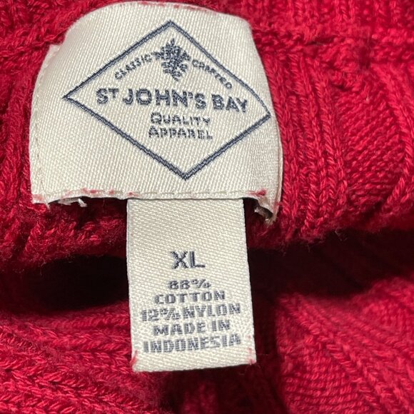 St. John's Bay Cable Knit Sweater Red Size XL Extra Large Crew Neck Women's - Picture 4 of 6